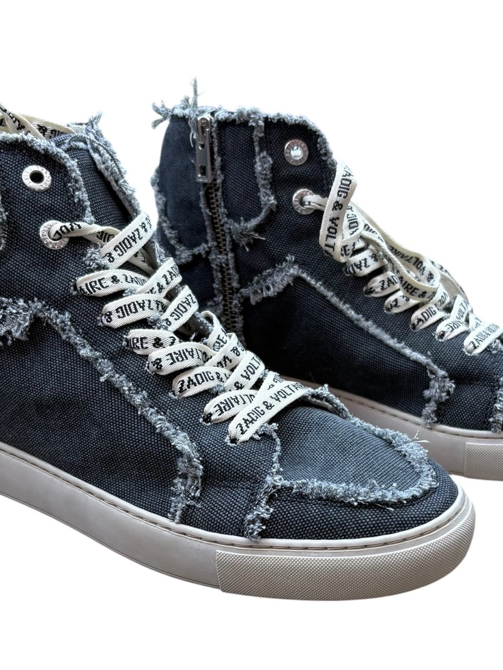 Zadig & Voltaire Noir High Flash Black Canvas High Top Sneakers EU41/US10 NIB